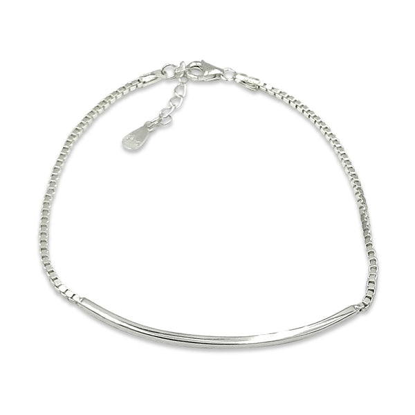 Sterling Silver Curved Bar Bracelet 9"