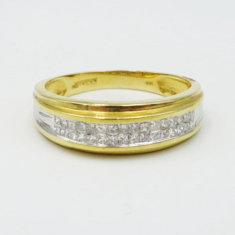14ct Two Colour Gold Mens Diamond Ring Size U 0.38ct - Richard Miles Jewellers