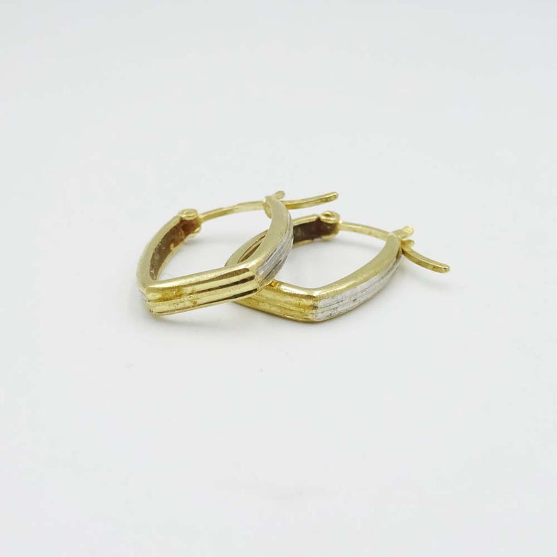 14ct Yellow Gold Rectangle Hoop Earrings