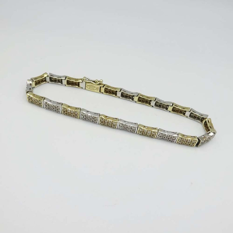 14ct Gold 2 Colour 1.60ct Diamond Bracelet 8"