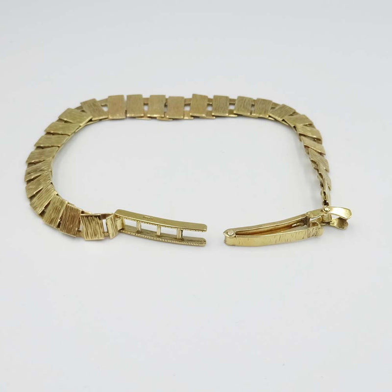 9ct Yellow Gold Treebark Bar Link Bracelet 7"