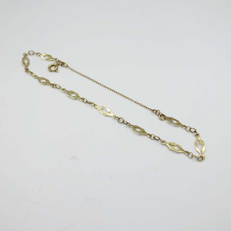 9ct Yellow Gold Diamond Shaped Link Bracelet 7"