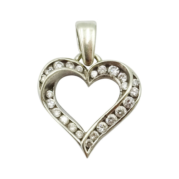 9ct White Gold Heart Cubic Zirconia Cluster Pendant 1.9g - Richard Miles Jewellers