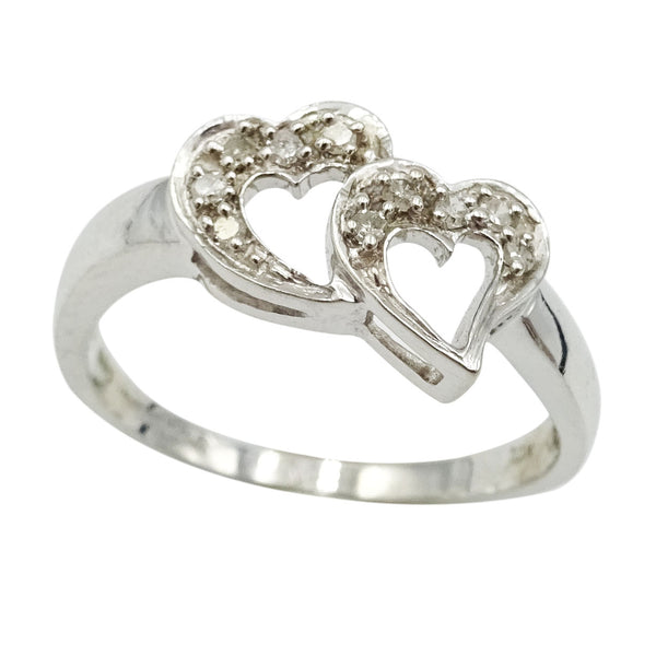 9ct White Gold Diamond Heart Cluster Ring Size M 0.07ct - Richard Miles Jewellers