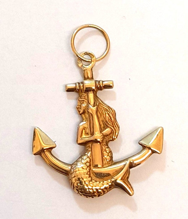 9ct Gold Anchor & Mermaid Pendant 1.27gr