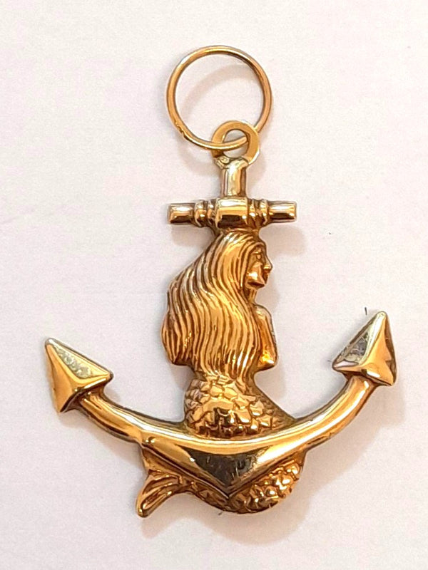 9ct Gold Anchor & Mermaid Pendant 1.27gr