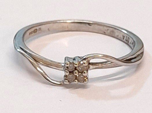 9ct White Gold Diamond Cluster Ring