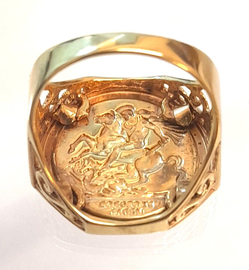 9ct Gold 'St George Medal' Ring 4.54gr