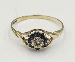 9ct Gold Sapphire & Diamond Cluster Ring 1.1gr
