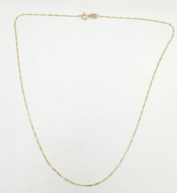 18ct Gold 16" fine Figaro Chain 1.43gr