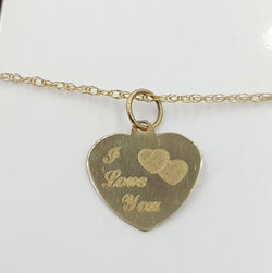 9ct Gold 'I Love You' Pendant' on Chain 1.2gr