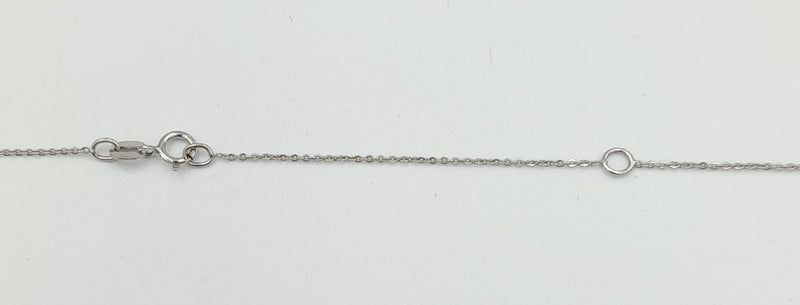 9ct White Gold Diamond Droplet Style Pendant & Chain. 1.74gr