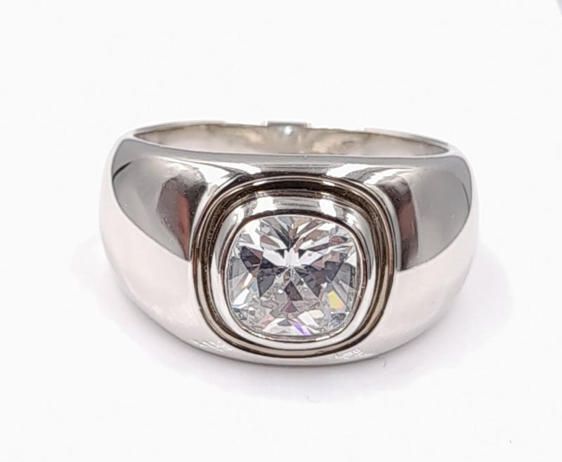 Silver Signet Style Solitaire CZ Ring 5.9gr