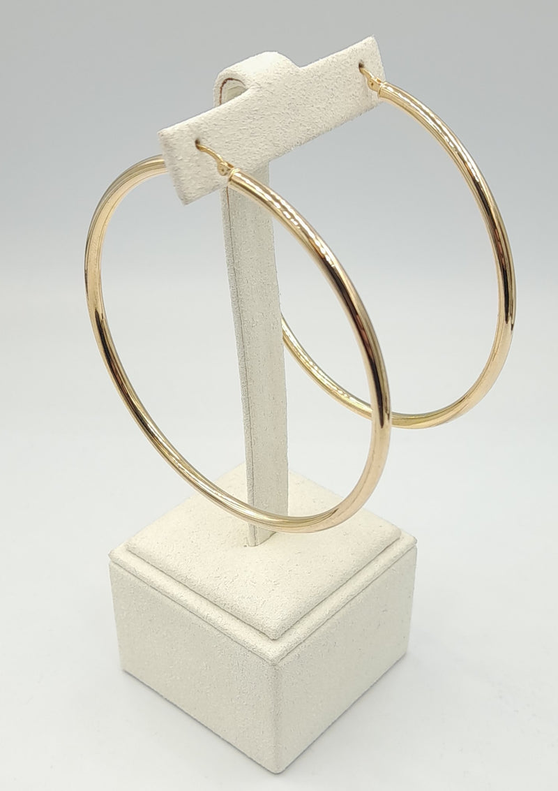 9ct Gold Plain Hoop Earrings 3.8gr
