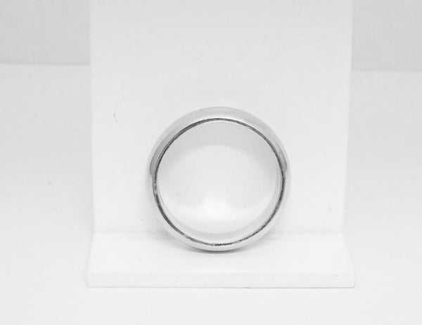 18ct White Gold D Shape 6mm Heavy Weight Men's Wedding Band Size Q 10.2g