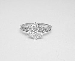 Brand New 9ct Ladies White Gold Seven Diamond Cluster Ring 1.00ct Size N