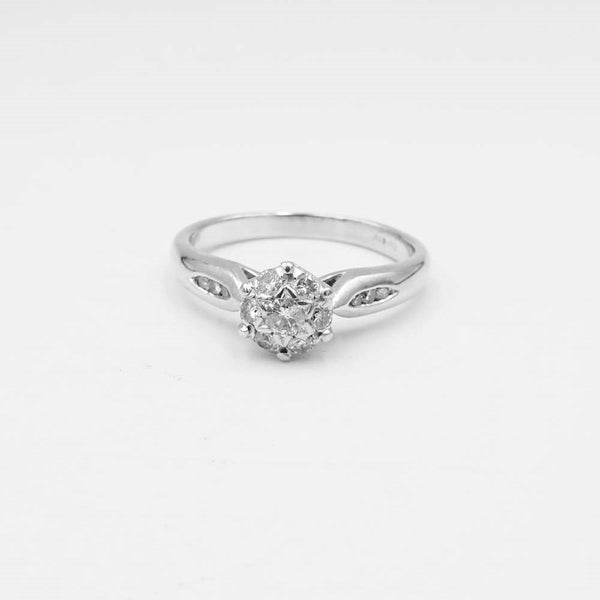 18ct White Gold Diamond Cluster Ring Size P 0.33ct