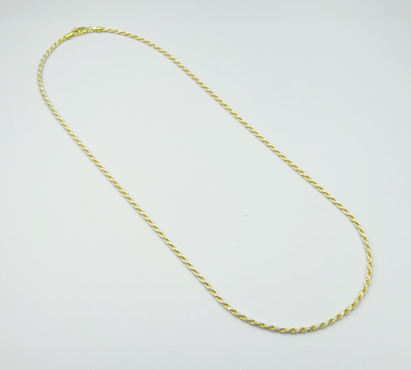 Gold plated Silver Dia. Cut Rope Chain 20". 9.2gr