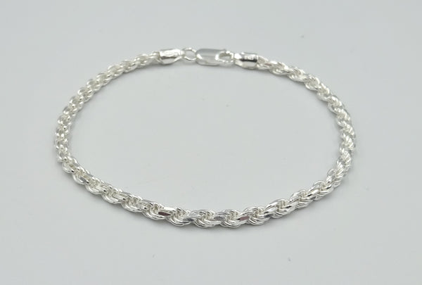 Silver Dia. Cut Rope bracelet 8". 7.6gr