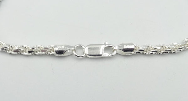 Silver Dia. Cut Rope bracelet 8". 7.6gr