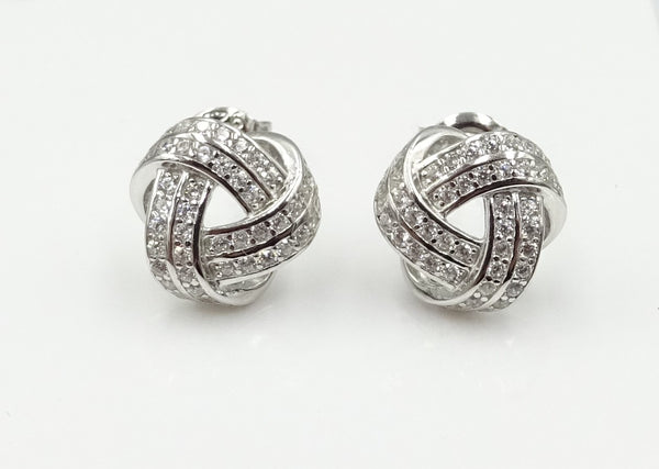 Silver CZ set 'Woolmark' style earrings. 2.7gr