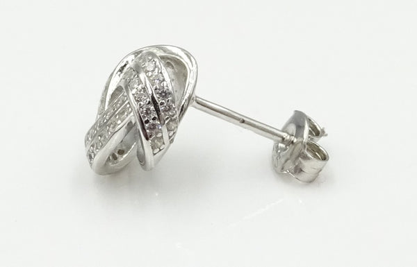 Silver CZ set 'Woolmark' style earrings. 2.7gr
