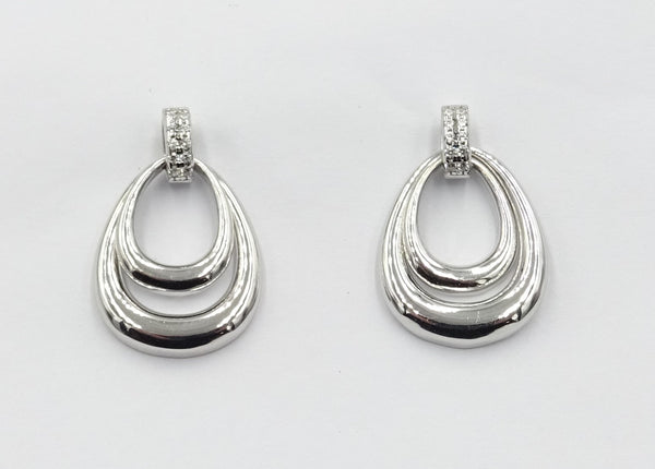Silver CZ set Drop earrings. 4.24gr