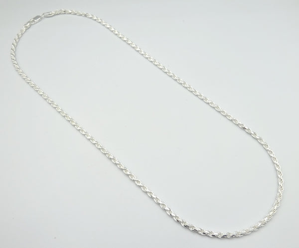 Silver Dia. Cut Rope Chain 22". 19.3gr