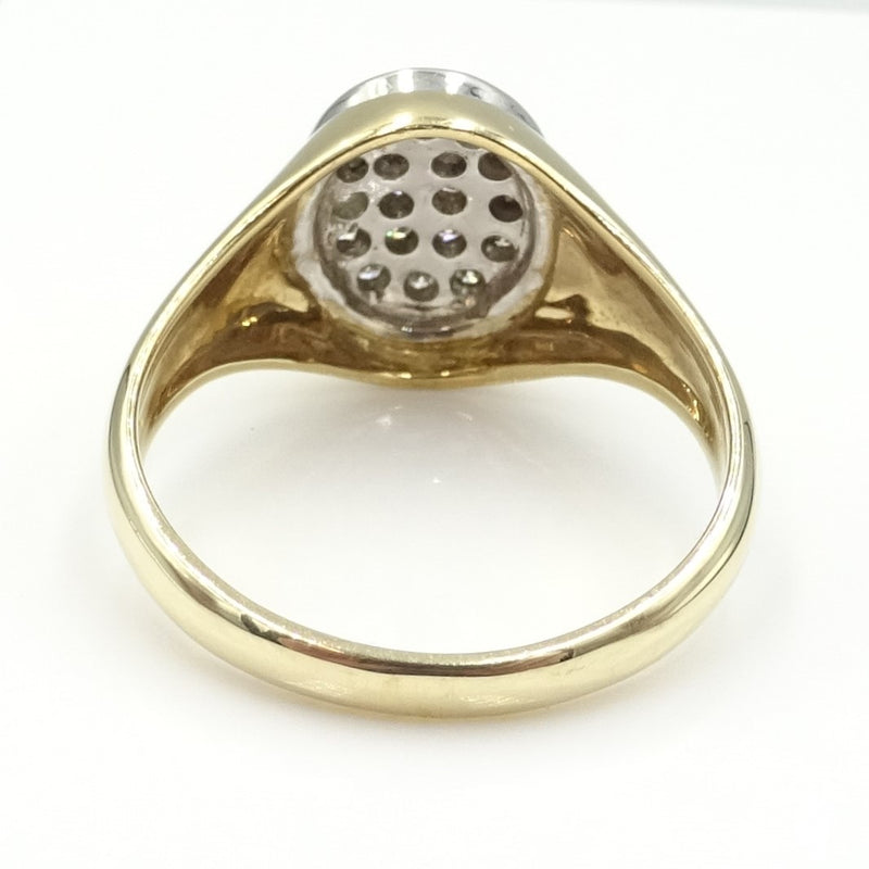 9ct gold pave set diamond oval signet ring 0.25ct. 5.28gr