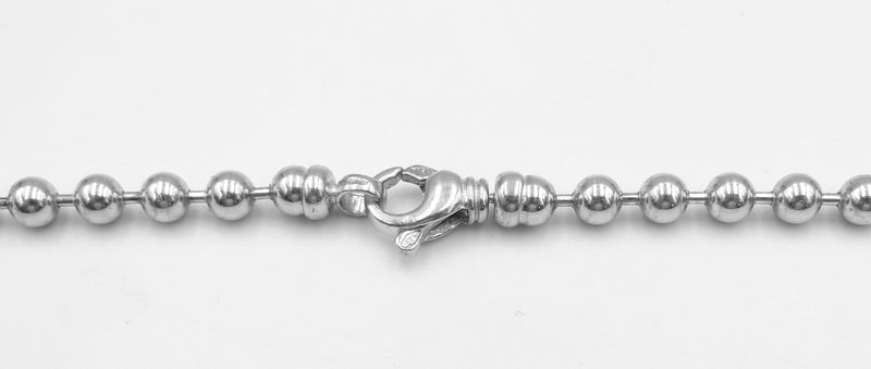 9ct white gold 22" ball chain. 23.22gr