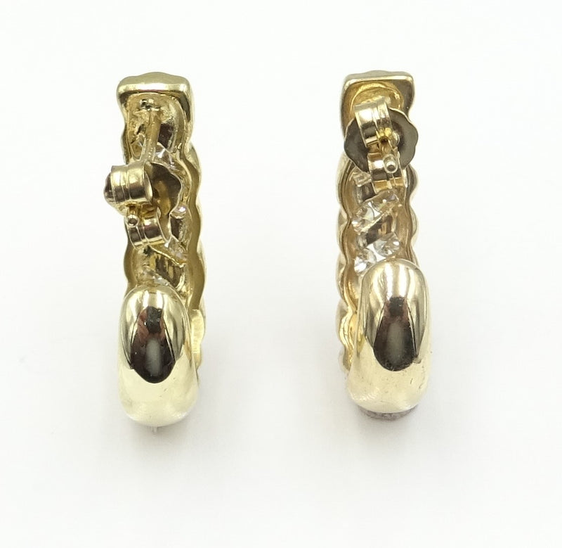 9ct gold diamond set 'J' shape earrings. 0.50ct total. 4.67gr