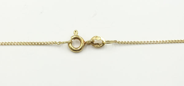 9ct gold fine Curb chain. 16". 1.18gr
