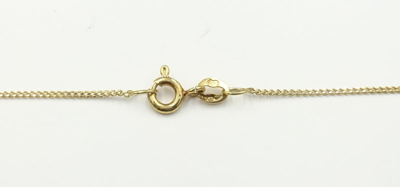 9ct gold fine Curb chain. 16". 1.18gr