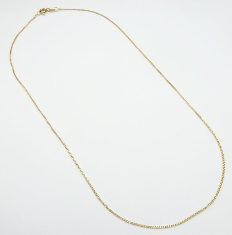 9ct gold fine Curb chain. 16". 1.18gr