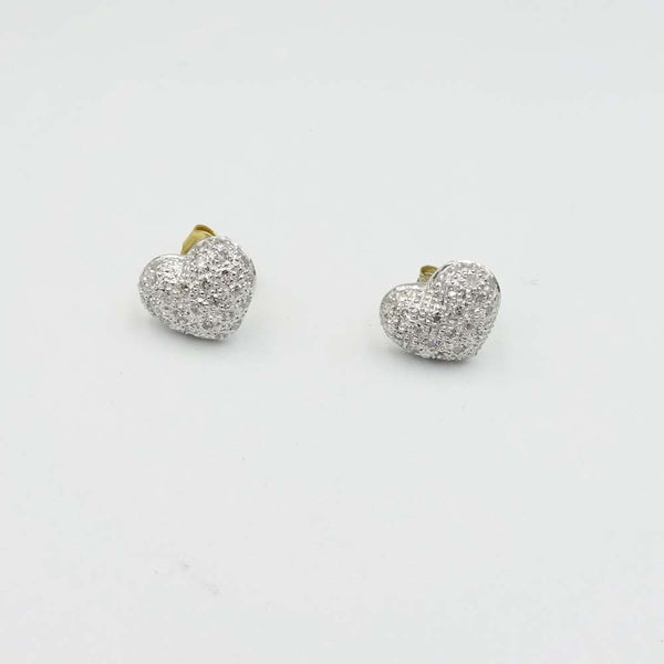 9ct White Gold Diamond Small Heart Stud Earrings 10mm