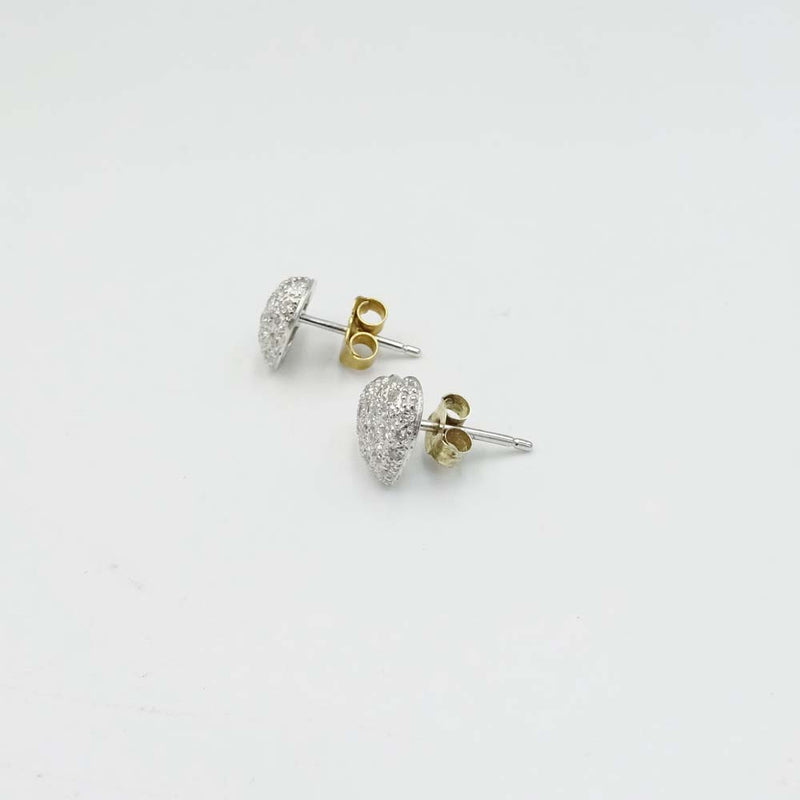 9ct White Gold Diamond Small Heart Stud Earrings 10mm
