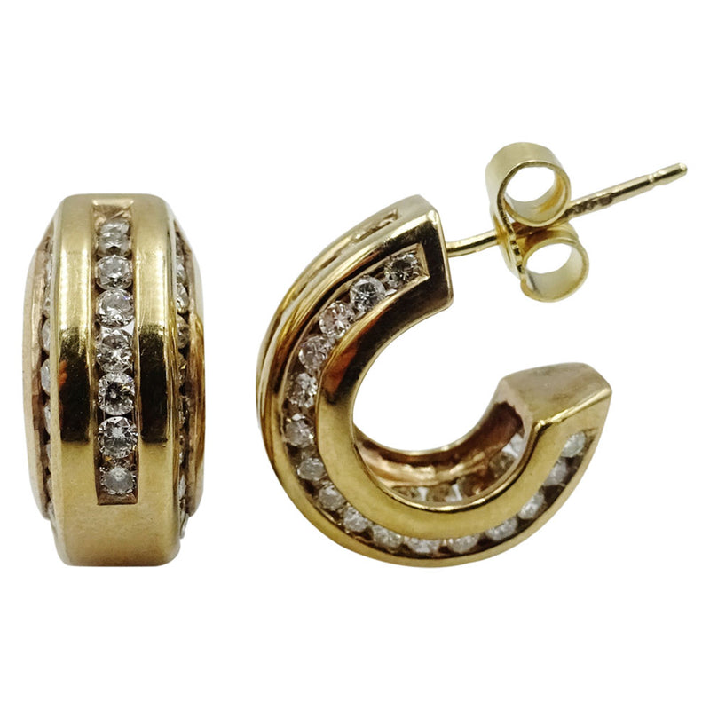 9ct Yellow Gold 375 Stamped 0.40ct Diamond All Round Ladies Hoop Earrings - Richard Miles Jewellers