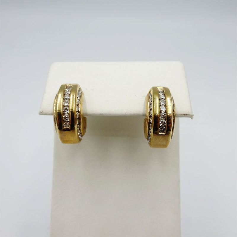 9ct Yellow Gold 375 Stamped 0.40ct Diamond All Round Ladies Hoop Earrings - Richard Miles Jewellers