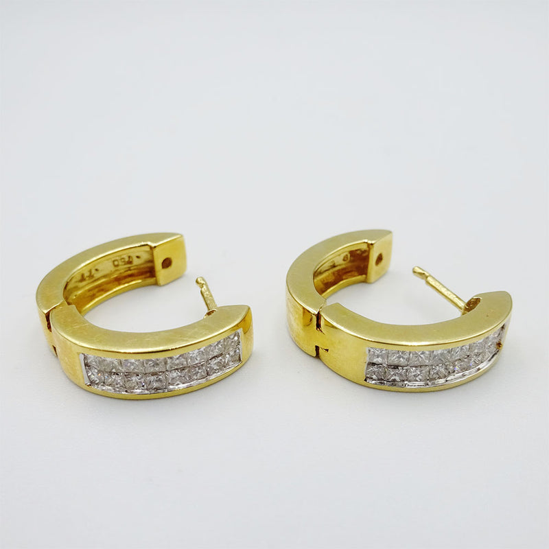 18ct Yellow Gold Clarity SI Colour G 1ct Diamond Luxury Ladies Hoop Earrings - Richard Miles Jewellers