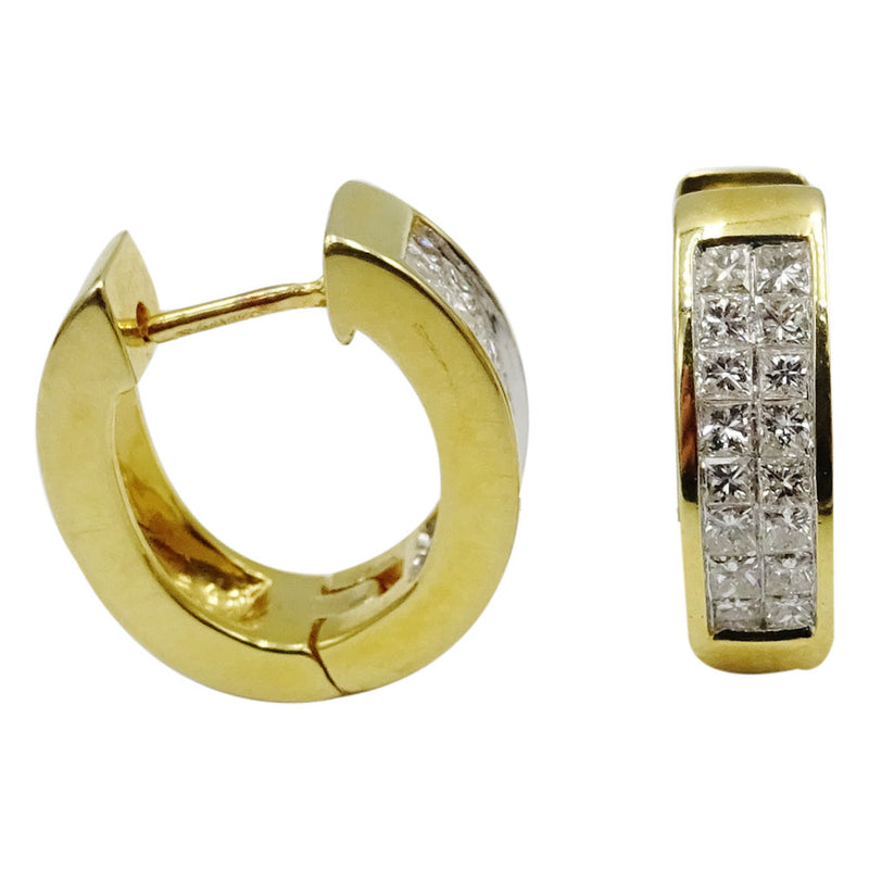 18ct Yellow Gold Clarity SI Colour G 1ct Diamond Luxury Ladies Hoop Earrings - Richard Miles Jewellers