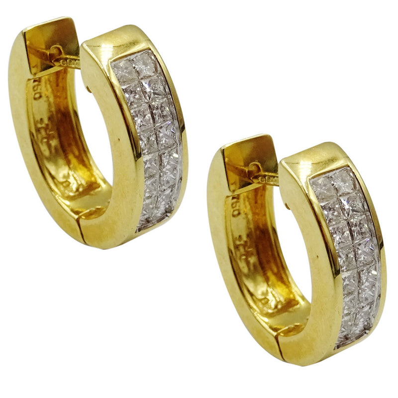 18ct Yellow Gold Clarity SI Colour G 1ct Diamond Luxury Ladies Hoop Earrings - Richard Miles Jewellers