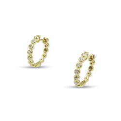 9ct Yellow Gold Diamond Hoop Earrings 15mm 0.25ct