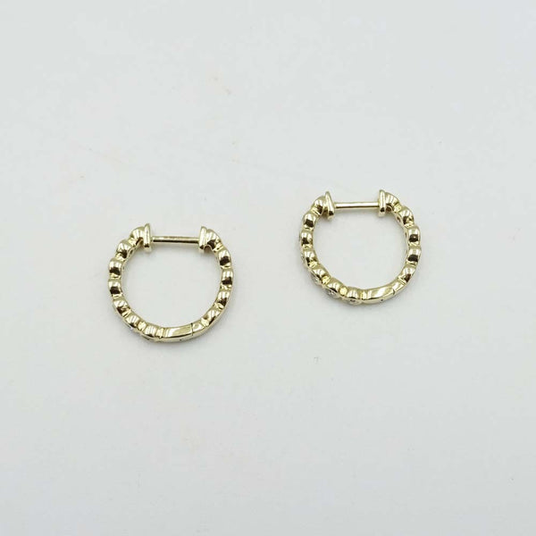 9ct Yellow Gold Diamond Hoop Earrings 15mm 0.25ct