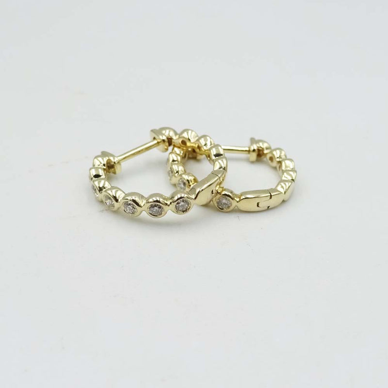 9ct Yellow Gold Diamond Hoop Earrings 15mm 0.25ct