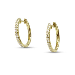 9ct Yellow Gold Diamond Hoop Earrings 15mm 0.27ct