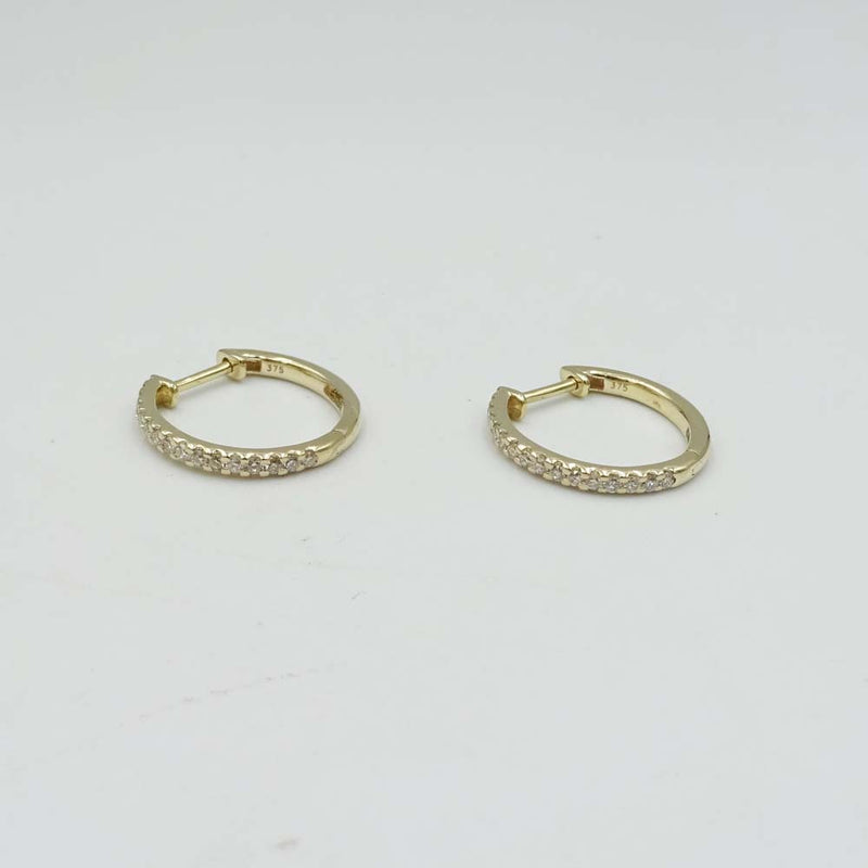9ct Yellow Gold Diamond Hoop Earrings 15mm 0.27ct