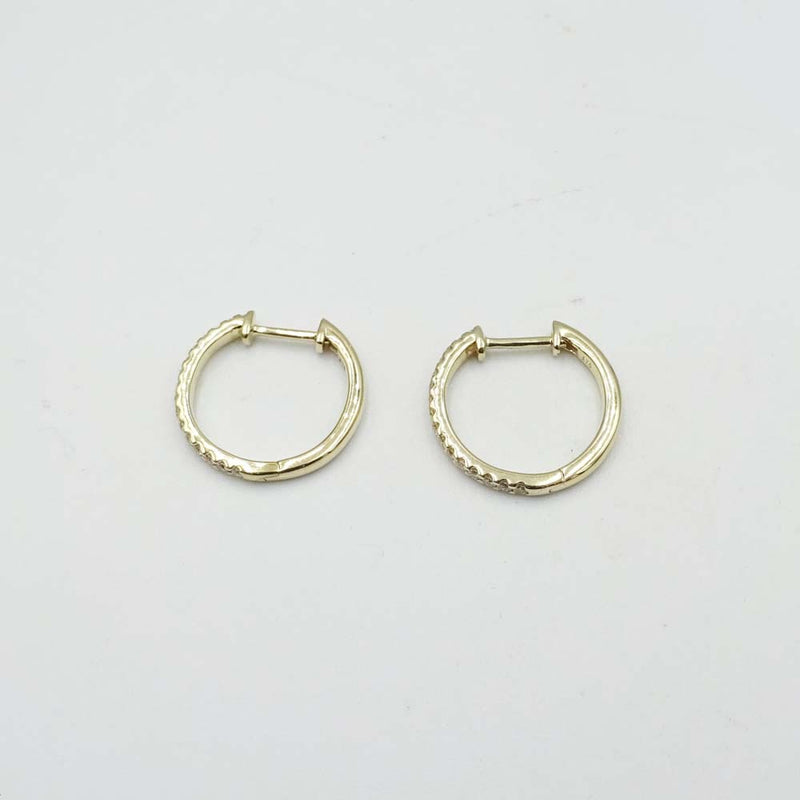 9ct Yellow Gold Diamond Hoop Earrings 15mm 0.27ct