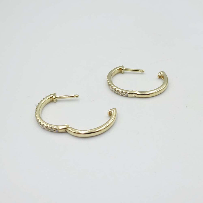9ct Yellow Gold Diamond Hoop Earrings 15mm 0.27ct