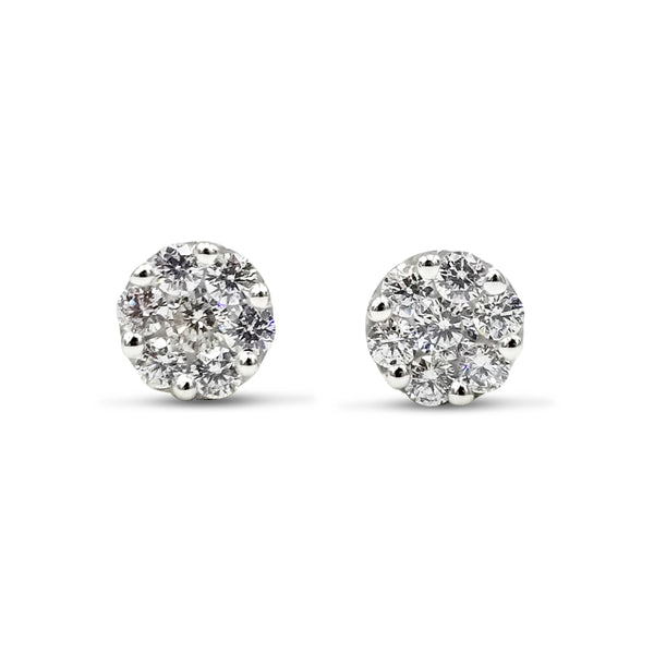 9ct Yellow Gold Round Cluster Cubic Zirconia Stud Earrings
