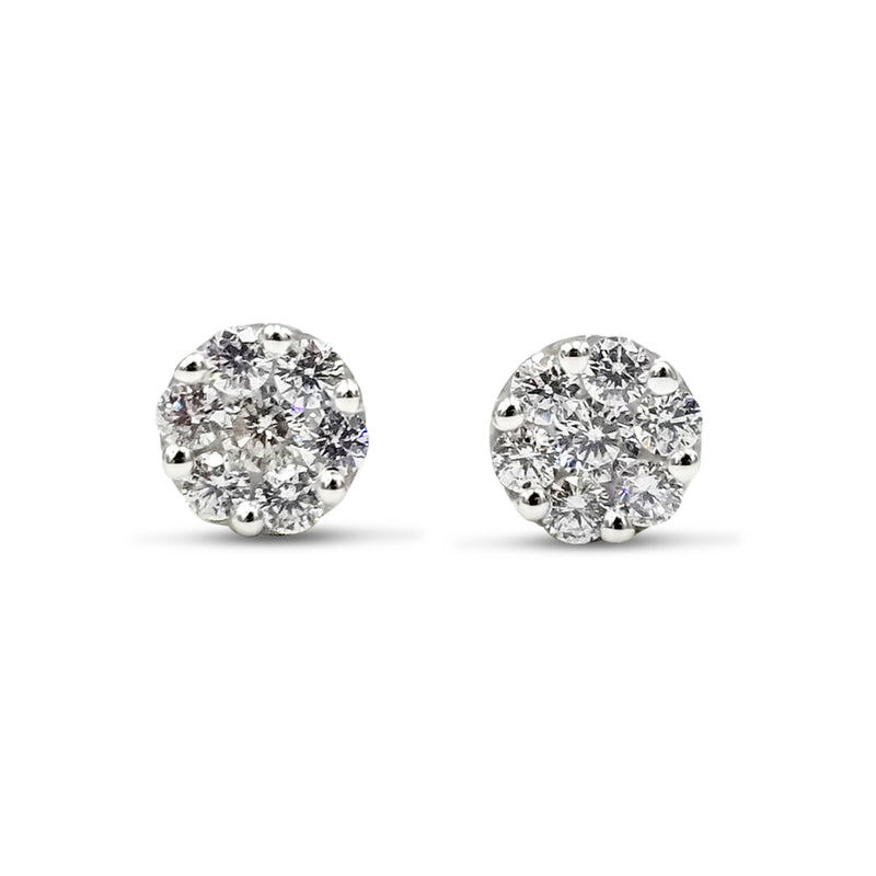 9ct Yellow Gold Round Cluster Cubic Zirconia Stud Earrings